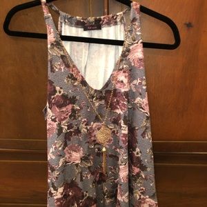 Floral tank top with necklace included